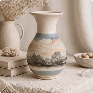 Bocastle Pottery Vase Roger Irving Little 2000 Cornwall UK Dendritic Landscape